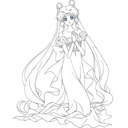 Tranh Tô Màu Thủy Thủ Mặt Trăng Pha Lê – Hình Công Chúa Sailor Moon Crystal Lấp Lánh