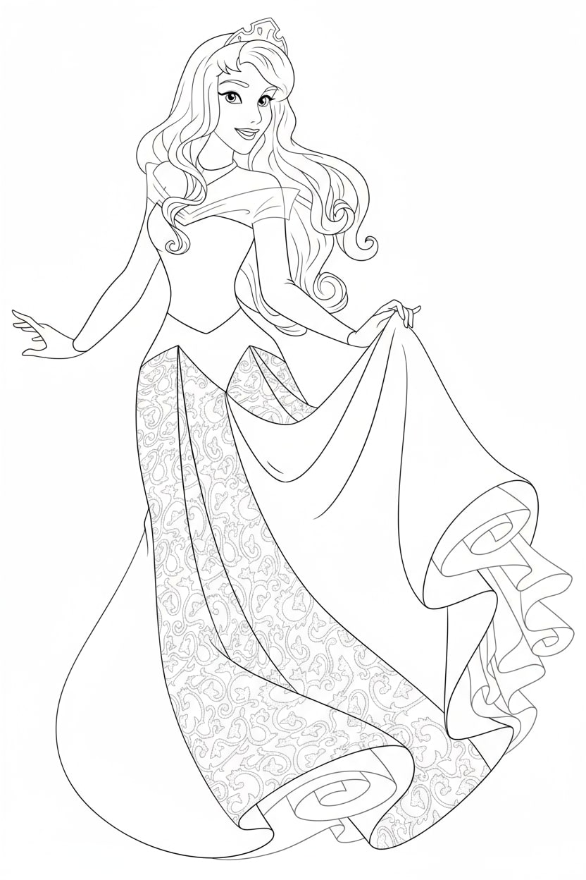 Aurora công chúa  ngủ trong rừng trong váy hồng rực rỡ