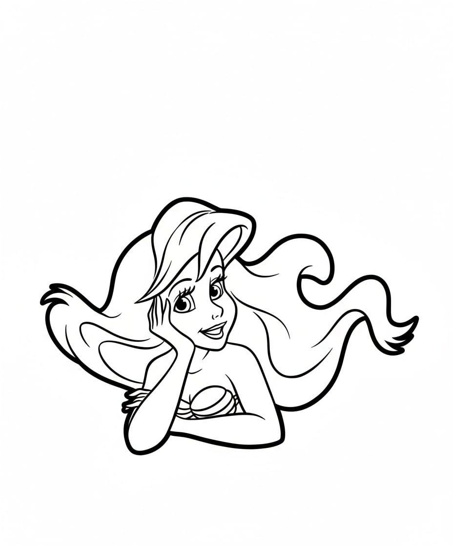 Nàng tiên cá Ariel nằm ở bãi biển