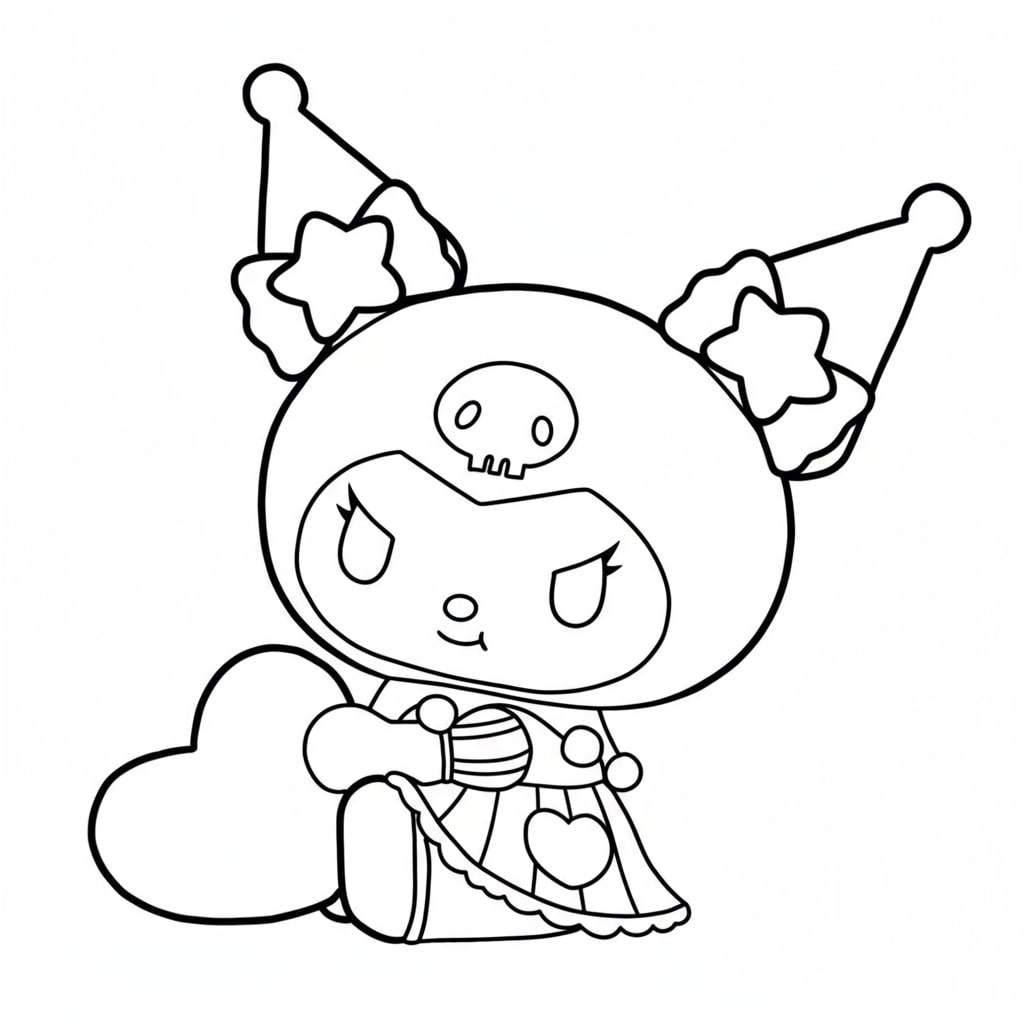 Kuromi ngồi cười tinh nghịch