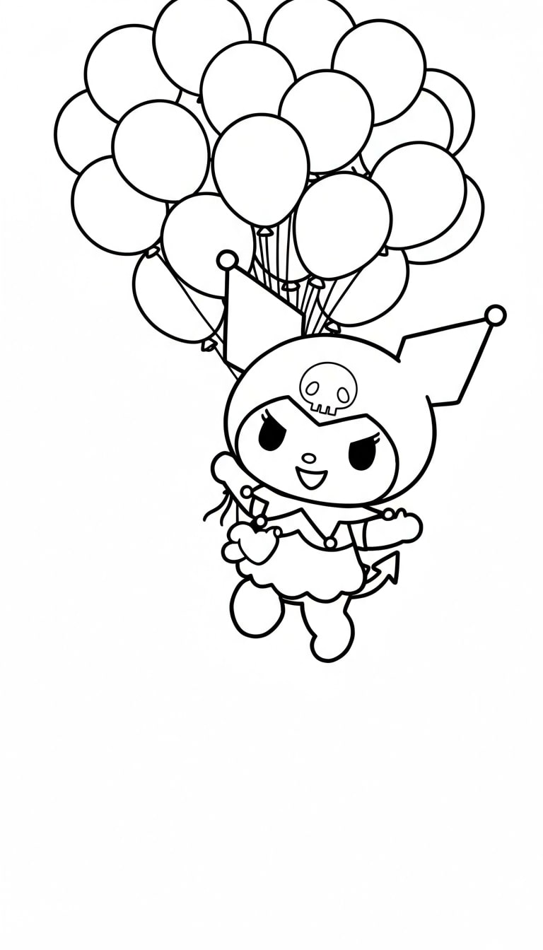 Kuromi bay cùng chùm bóng bay