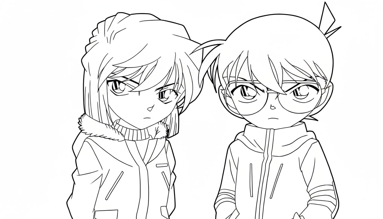 Haibara và Conan đứng cạnh nhau