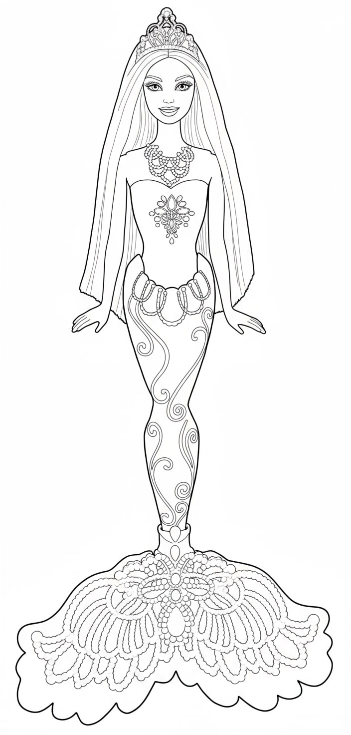 Barbie nàng tiên cá mặc váy vỏ sò lấp lánh