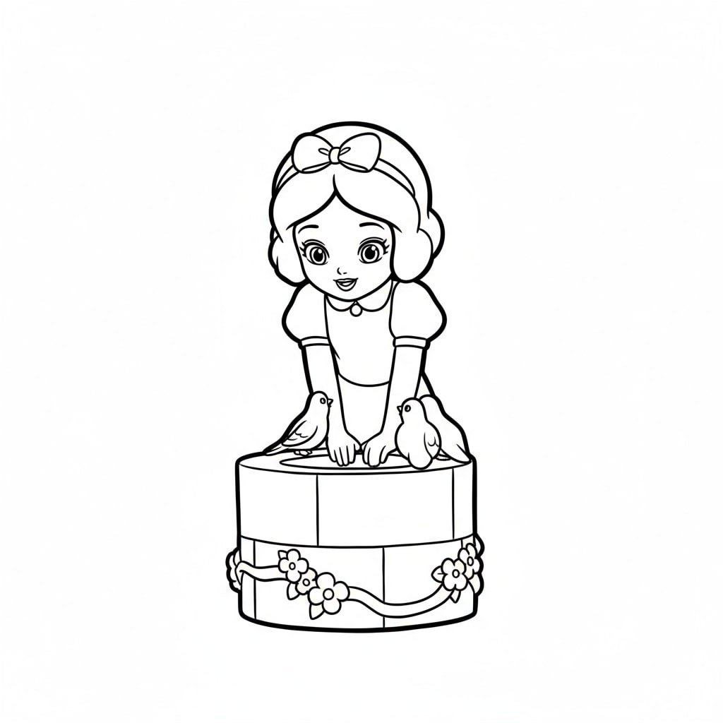 Bạch Tuyết cầm hộp trang sức nhỏ xinh