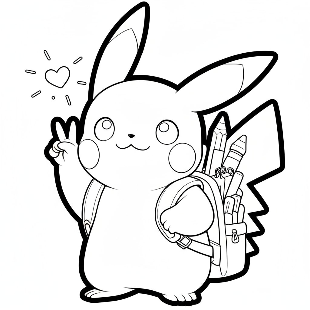 Pikachu đeo cặp đi học