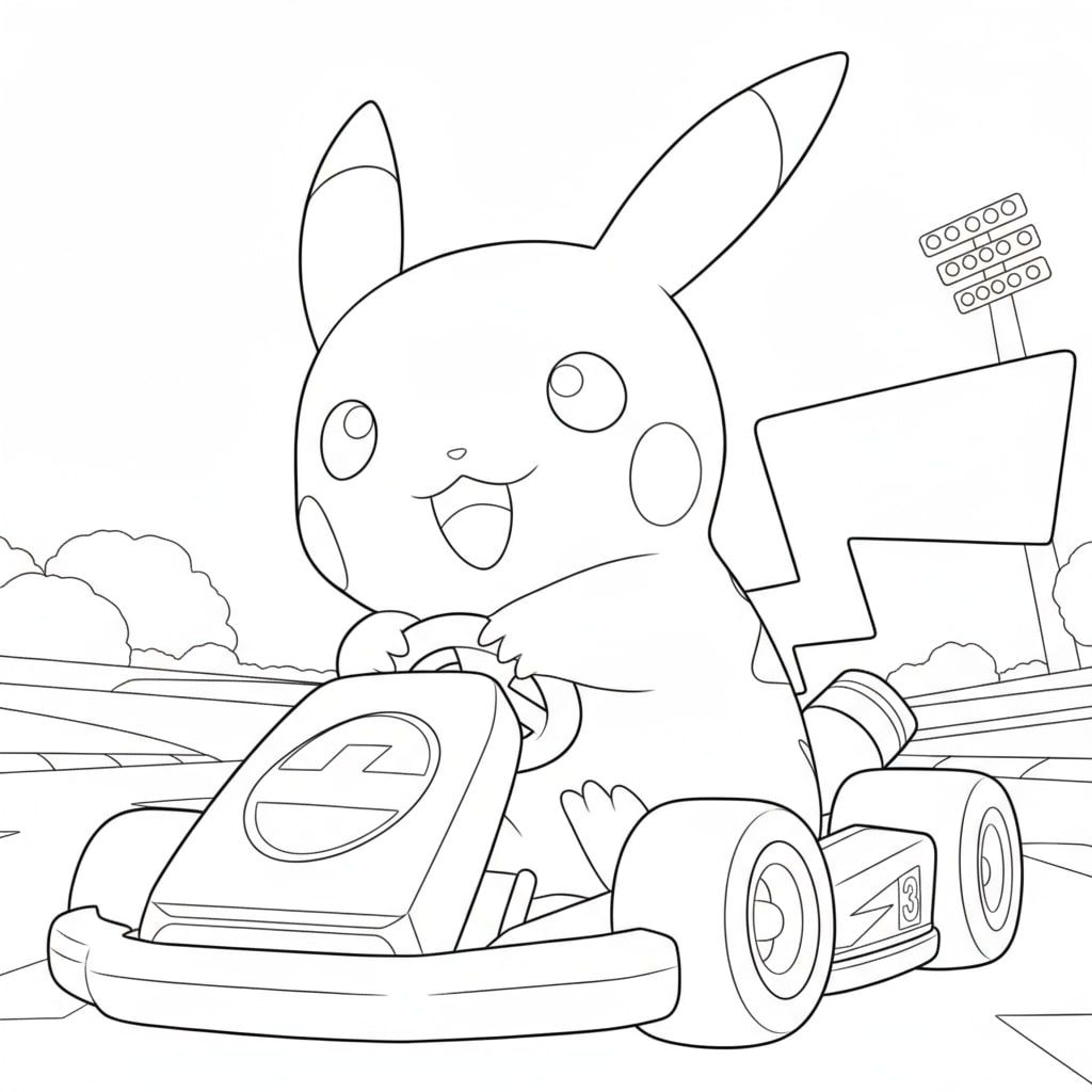 Pikachu lái xe đua tốc độ cao