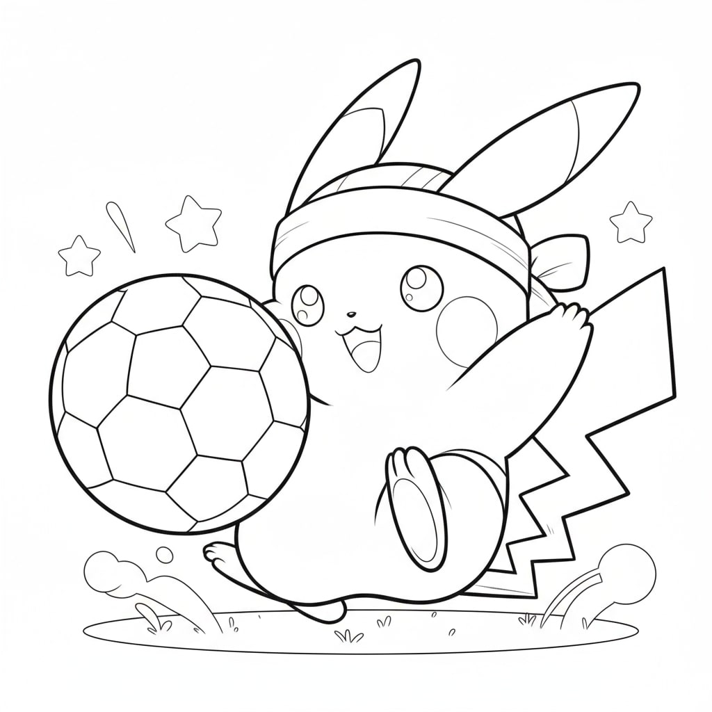 Pikachu đá bóng trong sân vận động