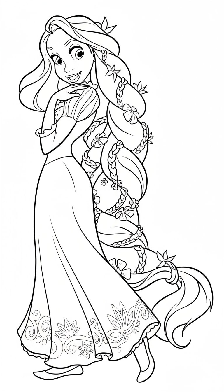 Rapunzel tóc dài buộc nơ lớn