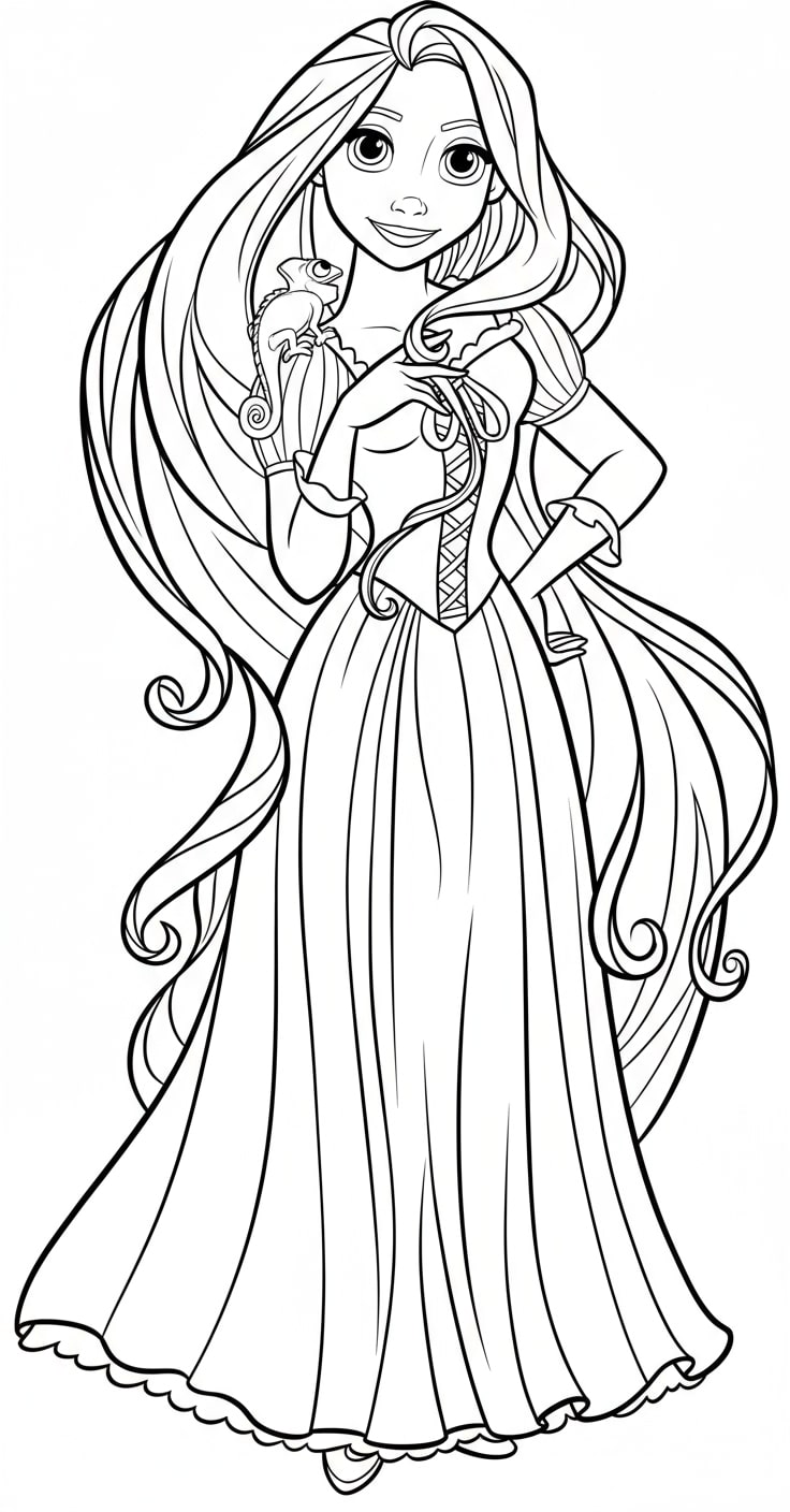 Công chúa Rapunzel với mái tóc dài vàng óng