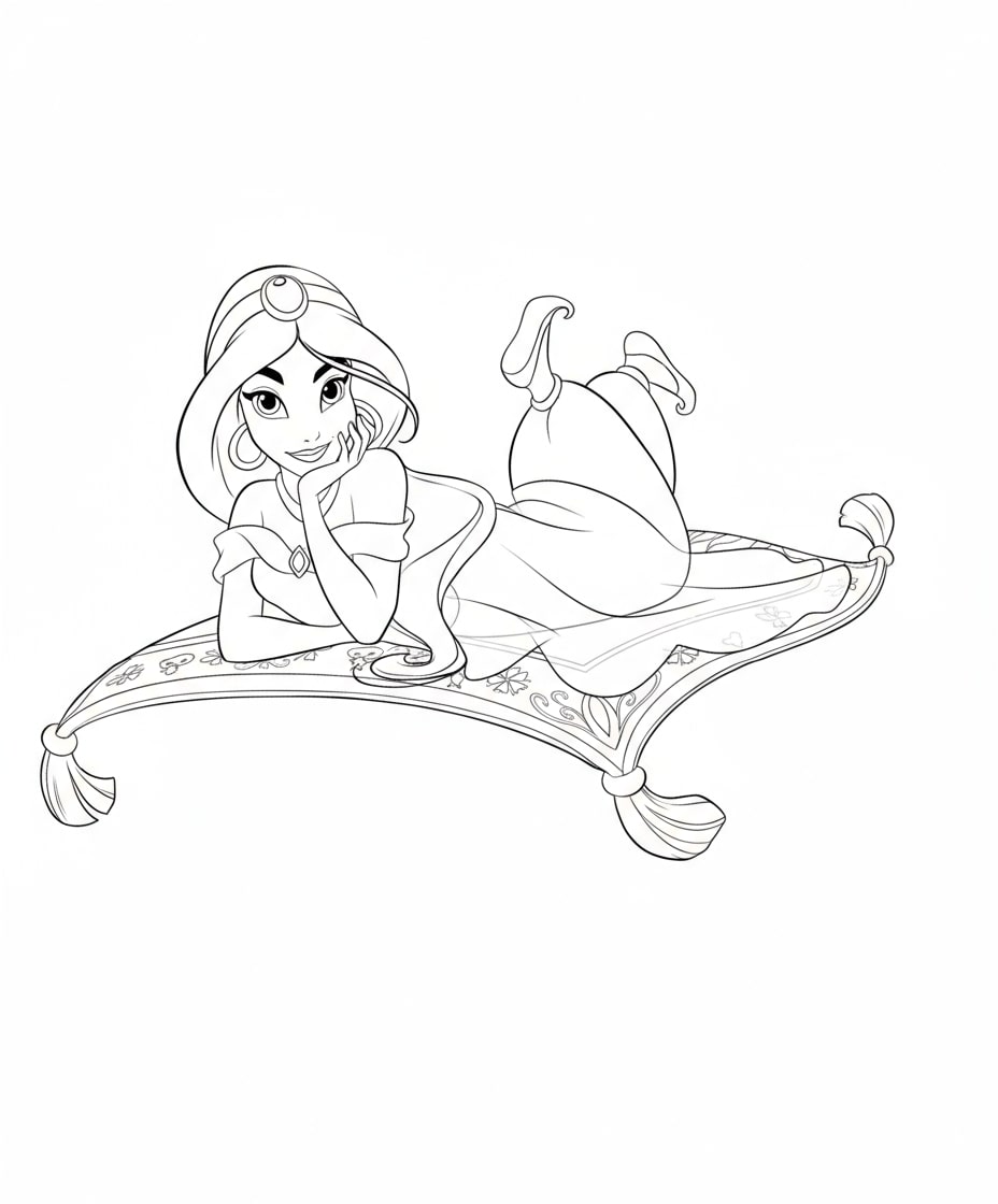 Công chúa Jasmine nằm trên thảm