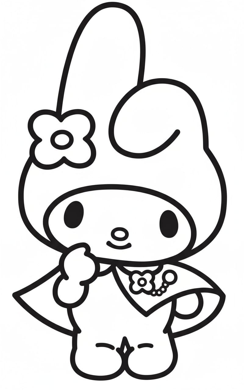 My Melody mặc áo choàng rất phong cách