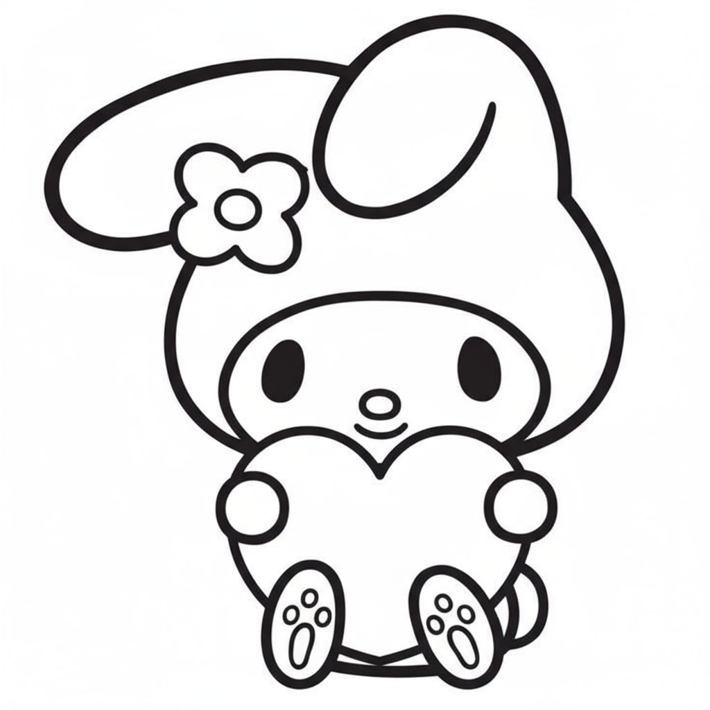 My Melody ngồi ôm trái tim dễ thương
