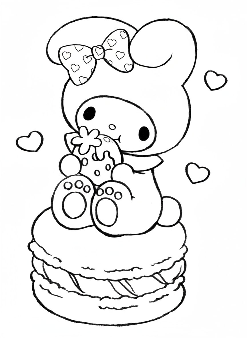 My Melody ngồi trên bánh kem sinh nhật