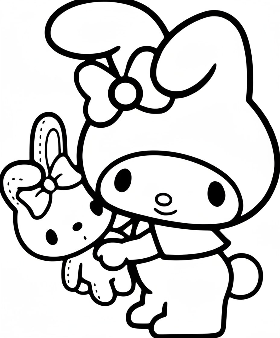 My Melody ôm thỏ con nhỏ xinh