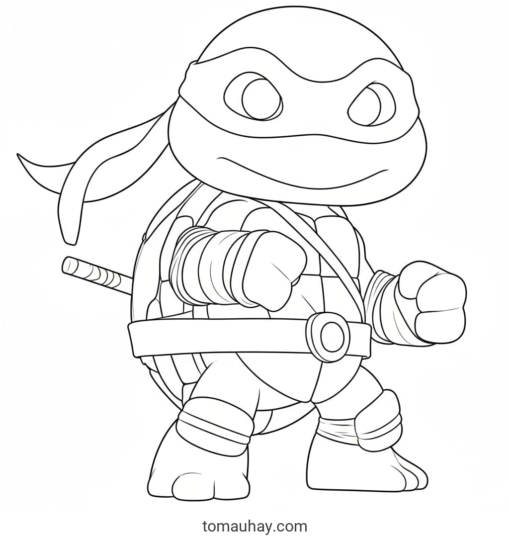 Tô Màu Ninja Rùa – Bộ Tranh Siêu Anh Hùng Vui Nhộn Cho Bé Trai - Ninja Rùa nở nụ cười vui tươi