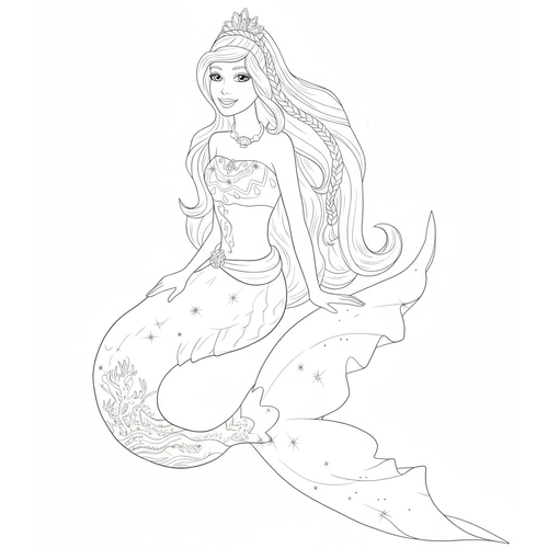 Bộ sưu tầm Tranh Tô Màu Nàng Tiên Cá Barbie 2025 Đẹp Lung Linh