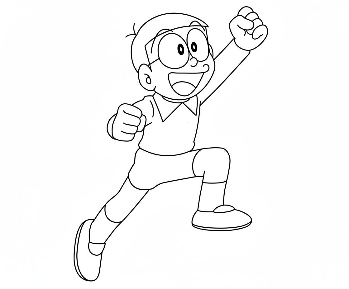 Nobita tung người lên cao