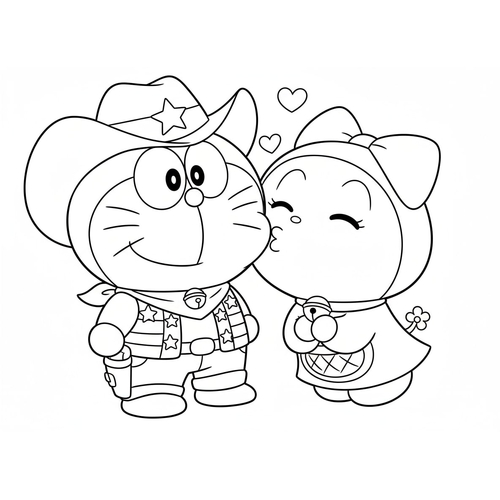 Tô Màu Doremon Và Doremi – Bộ Tranh Anh Em Mèo Máy Dễ Thương Cho Bé