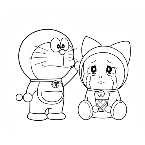 Tô Màu Doremon Và Doremi – Bộ Tranh Anh Em Mèo Máy Dễ Thương Cho Bé