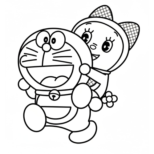 Tô Màu Doremon Và Doremi – Bộ Tranh Anh Em Mèo Máy Dễ Thương Cho Bé