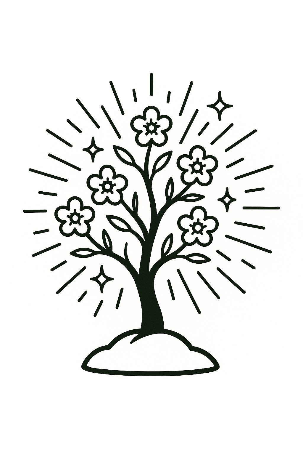 Tranh tô màu tô màu cây mai cho bé đẹp nhất 2025