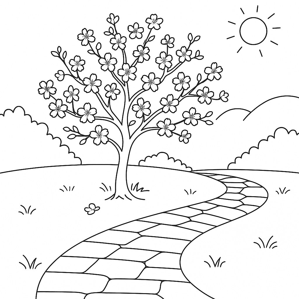 Cây mai nở trong vườn xuân