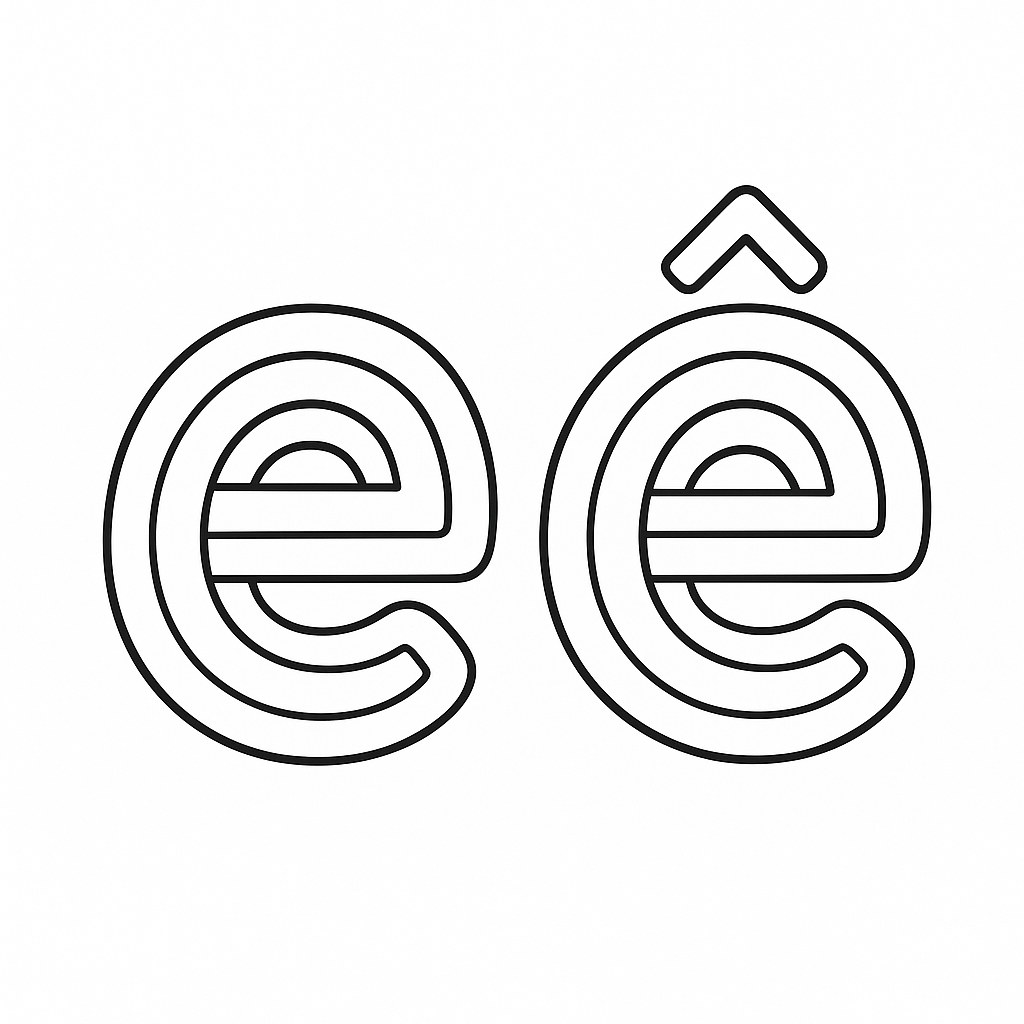 Chữ cái e ê cầu vồng