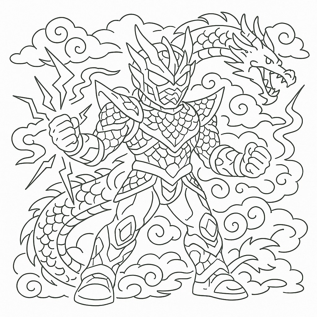 Tô màu siêu nhân điện long cho bé sáng tạo 2025