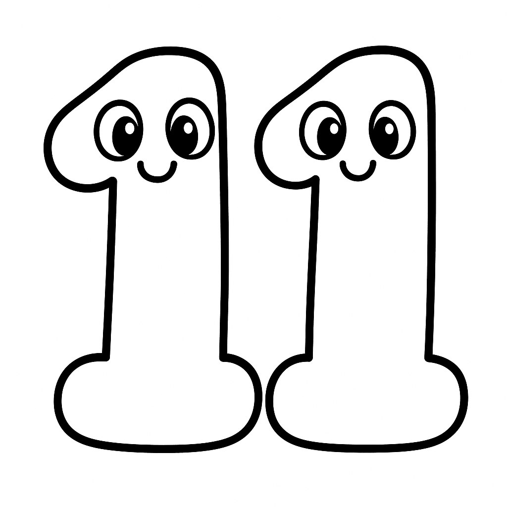 Số 11 hoạt hình dễ thương