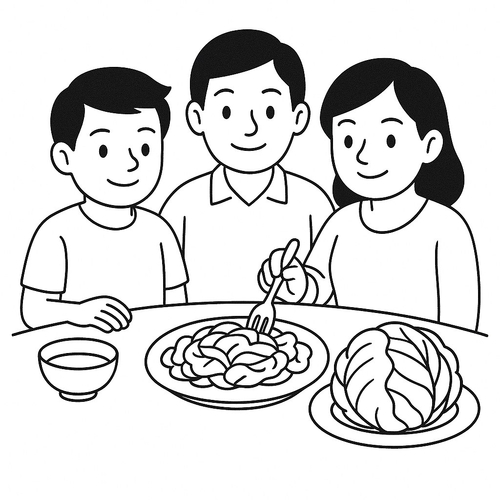 Tranh tô màu tô màu rau bắp cải cho bé dễ thương 2025