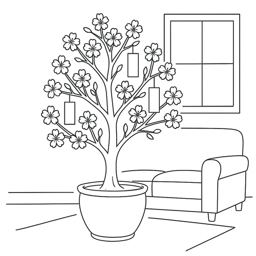 Tranh tô màu tô màu cây mai cho bé đẹp nhất 2025