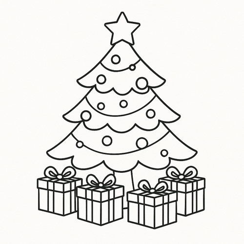 Tô màu cây thông Noel cho bé 2025 dễ tải PDF