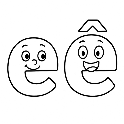 Tranh tô màu chữ cái e ê cho bé học vui 2025