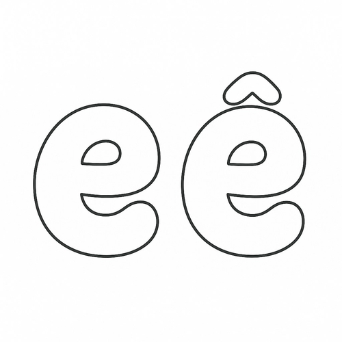 Tranh tô màu chữ cái e ê cho bé học vui 2025