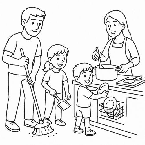 Tô màu người thân trong gia đình cho bé ý nghĩa 2025