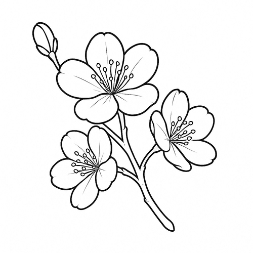 Tô màu hoa đào cho bé 2025 - Hình và PDF đẹp nhất