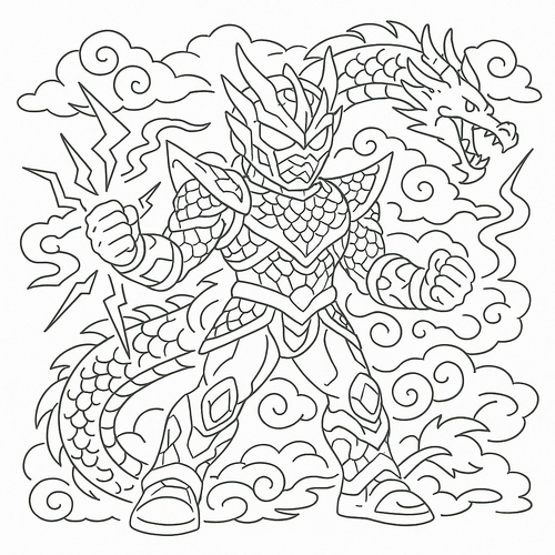 Tô màu siêu nhân điện long cho bé sáng tạo 2025