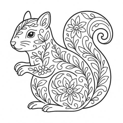 Tô màu con sóc cho bé 2025 – Hình tô màu dễ thương