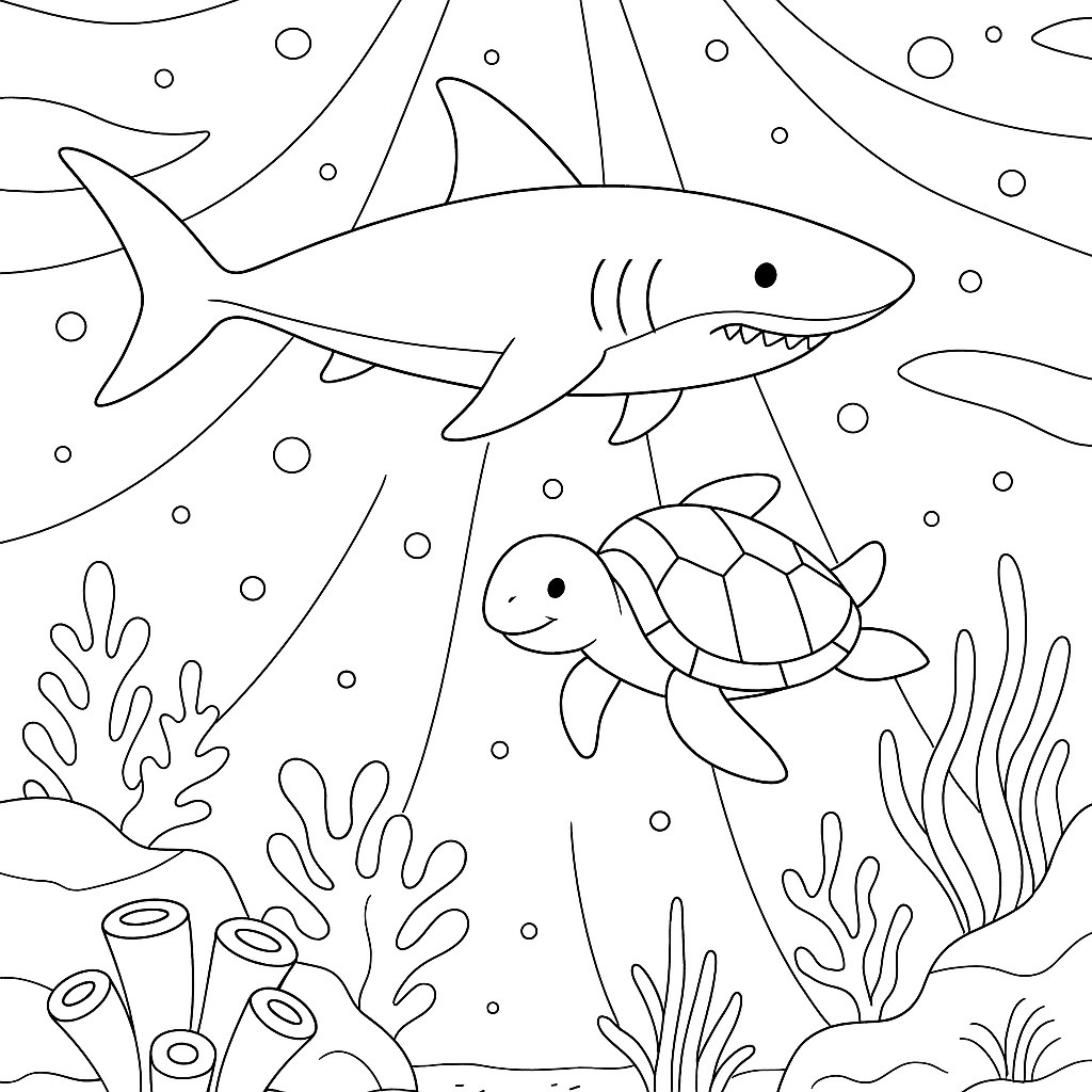 Tranh tô màu bể cá cho bé 2025 – Hình tô màu đẹp dễ tải