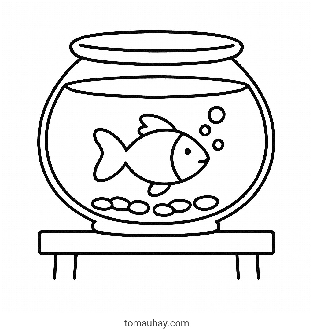 Tranh tô màu bể cá cho bé 2026 – Hình tô màu đẹp dễ tải - Bể cá cổ điển