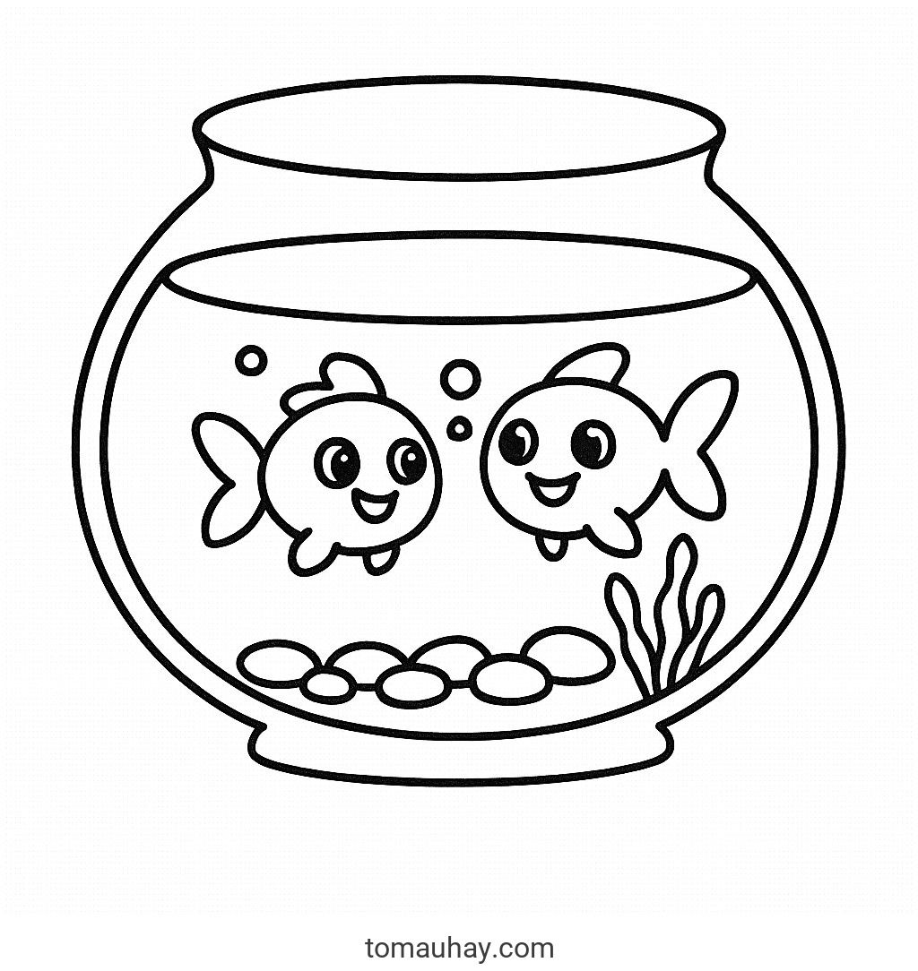Tranh tô màu bể cá cho bé 2026 – Hình tô màu đẹp dễ tải - Bể cá hoạt hình