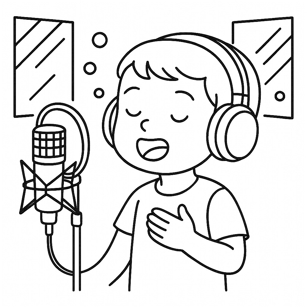 Bé hát trong phòng thu