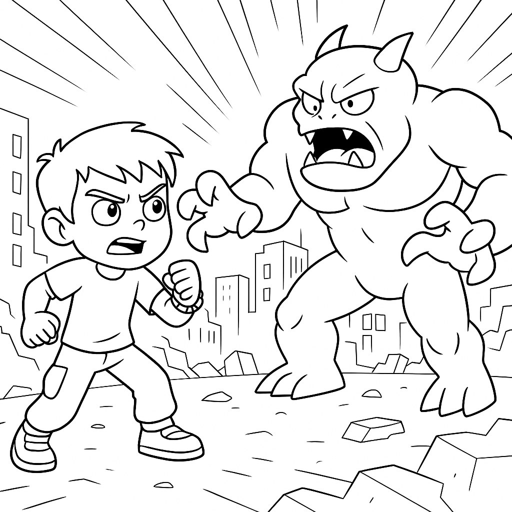 Tranh tô màu Ben Ten cho bé 2025 – Hình Ben10 đẹp dễ tô