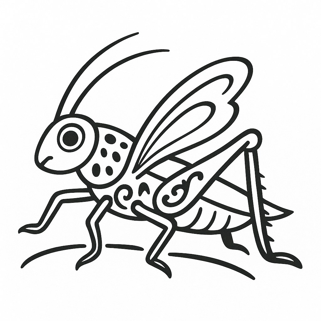 Tranh tô màu con châu chấu cho bé sáng tạo 2025