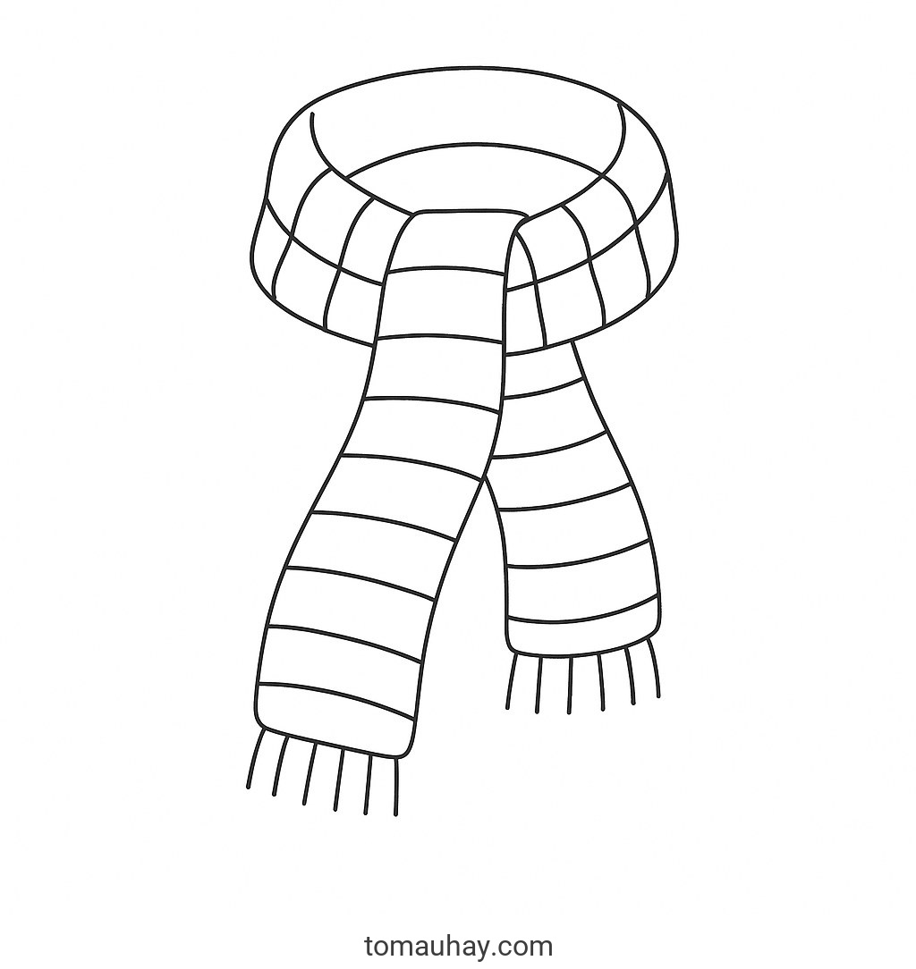 Tranh tô màu chiếc khăn cho bé 2026 – Hình tô màu dễ thương - Chiếc khăn mùa đông