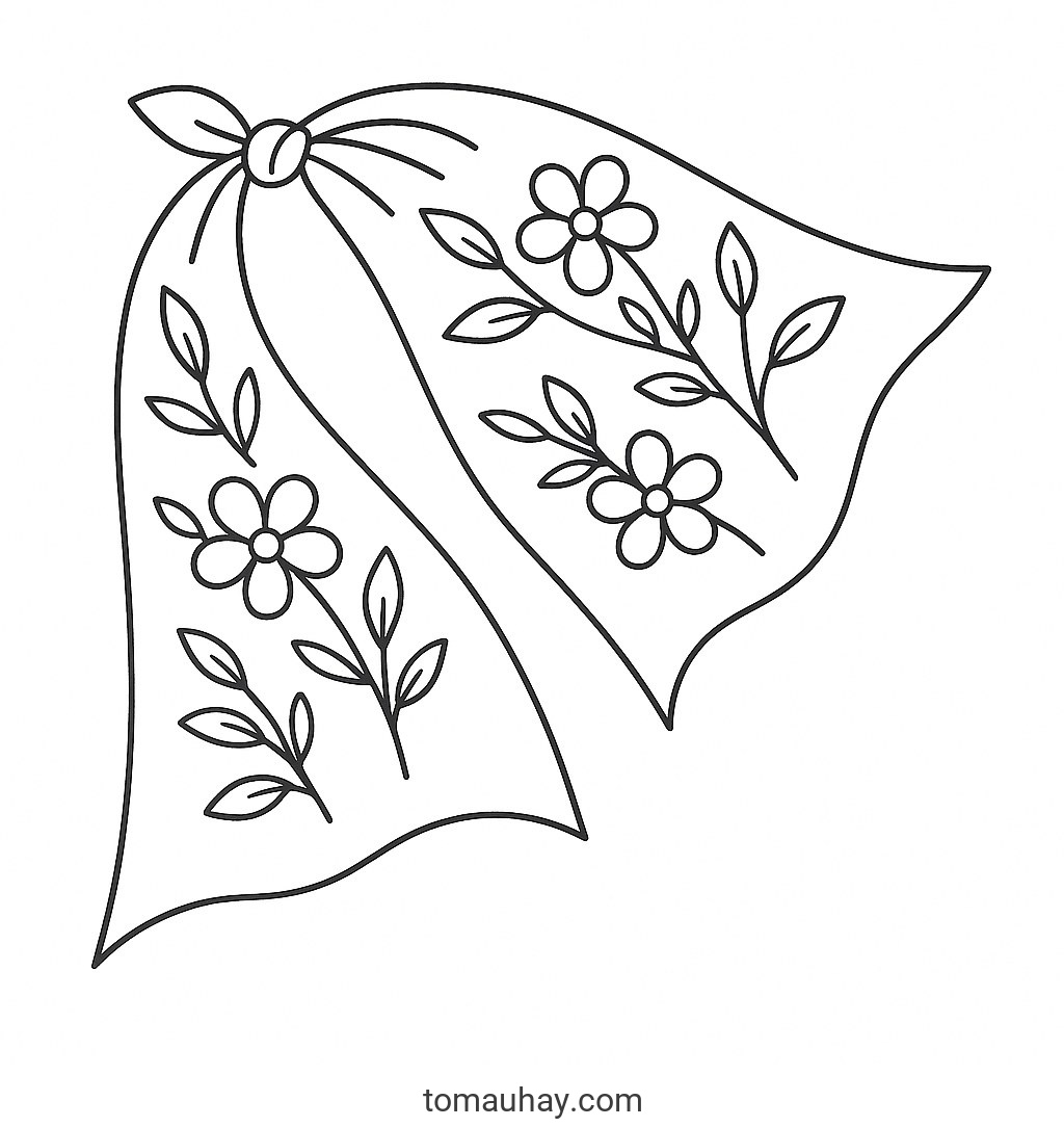 Tranh tô màu chiếc khăn cho bé 2026 – Hình tô màu dễ thương - Chiếc khăn mùa xuân