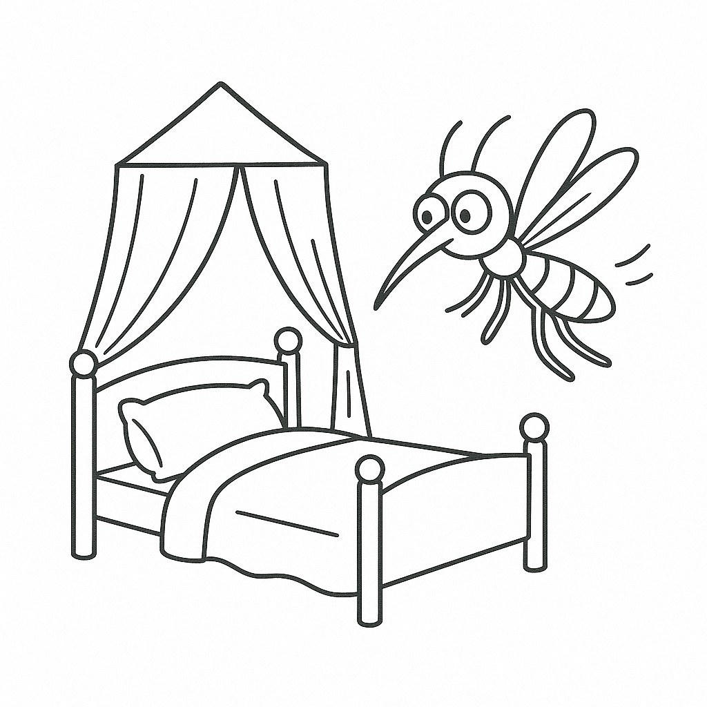 Tranh tô màu con muỗi cho bé 2025 dễ thương, tải PDF