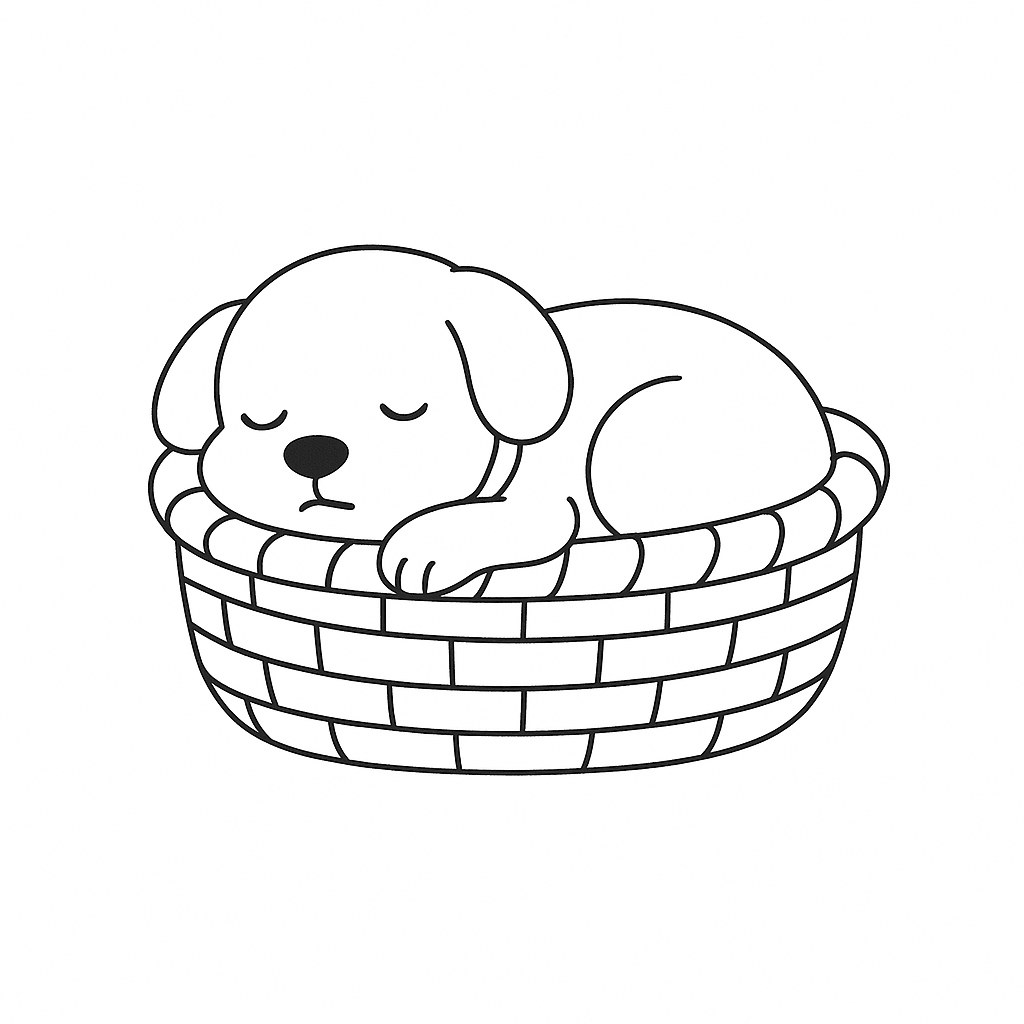 Cún nằm trong giỏ