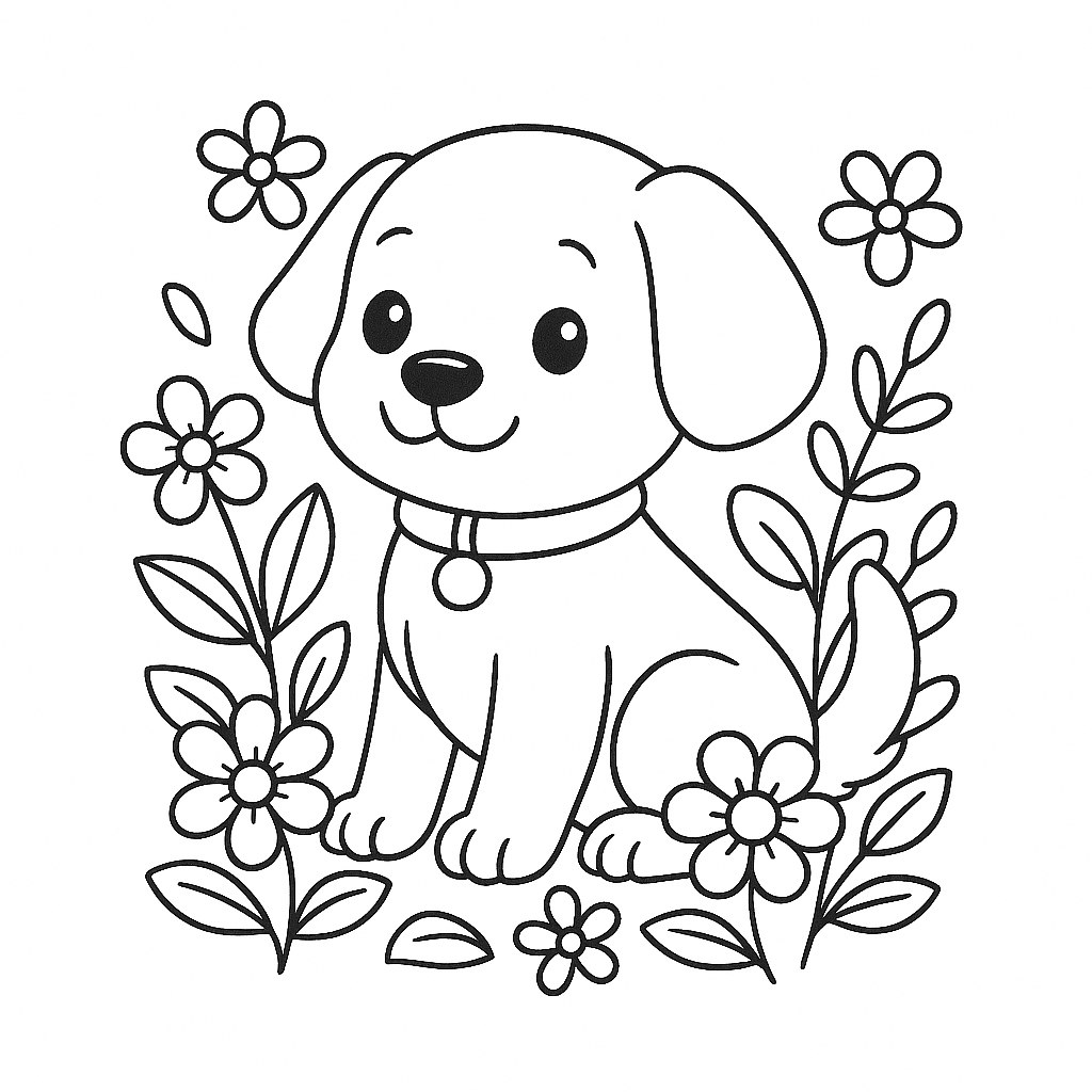 Cún trong vườn hoa