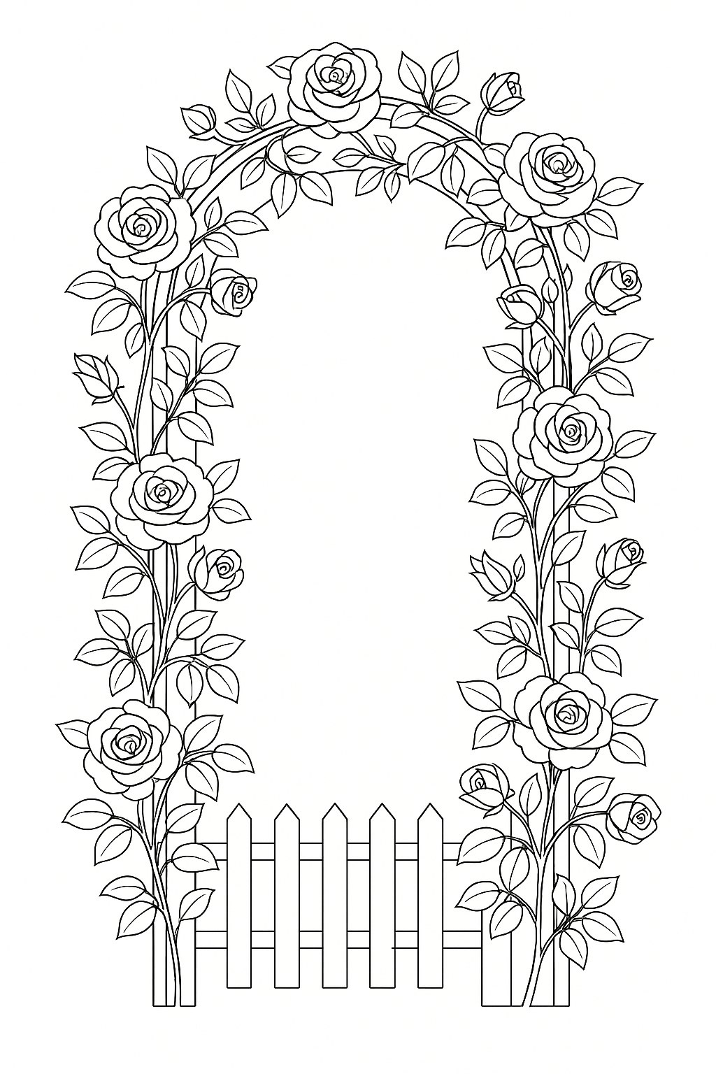 Tranh tô màu vườn hoa hồng cho bé sáng tạo 2025